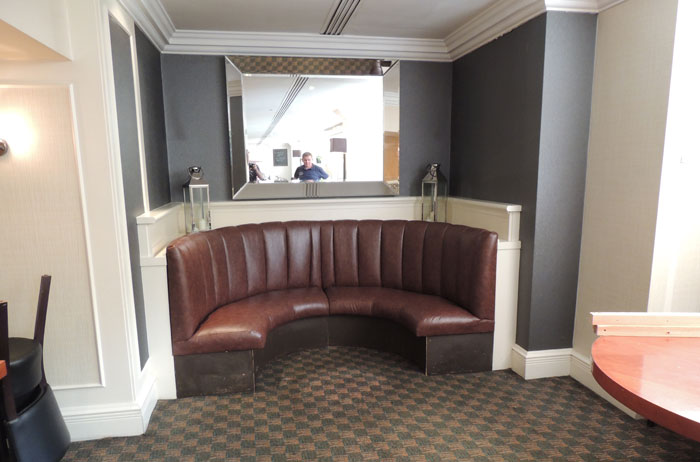 A feature seating area upholstered for a caravn park restaurant