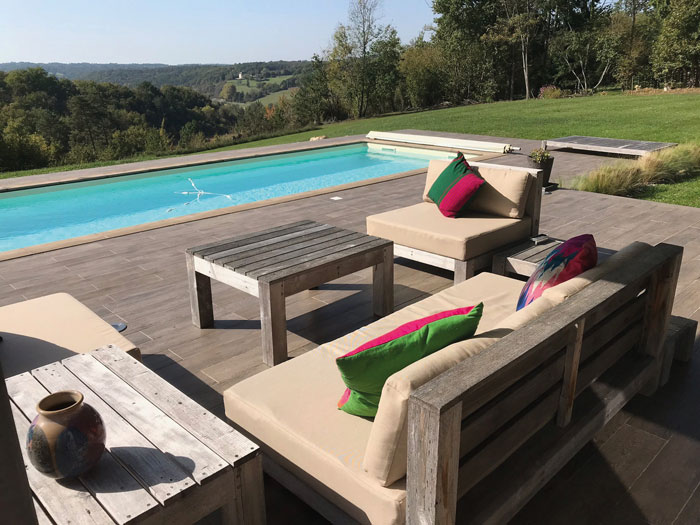 Bespoke outdoor furniture cushions that can be left out all year round, rain or shine