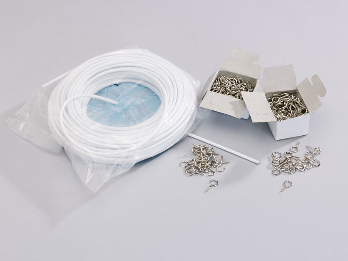 We supply curtain sundries such as curtain wire, track, hooks and fittings