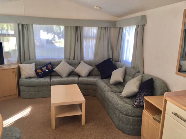 After - the caravan cushions are fully transformed in a modern fabric for years more use