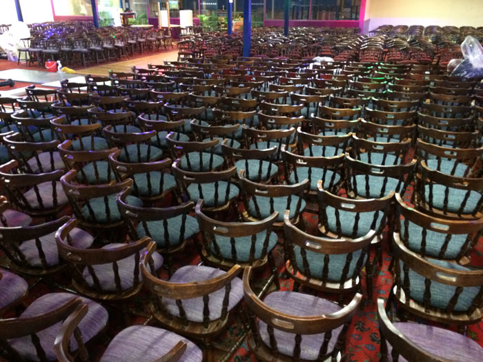 Holiday park club seating with new re-upholstered seat cushion pads