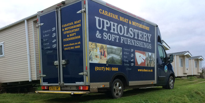 A completed holiday park upholstery and furnishings order is returned for fitting
